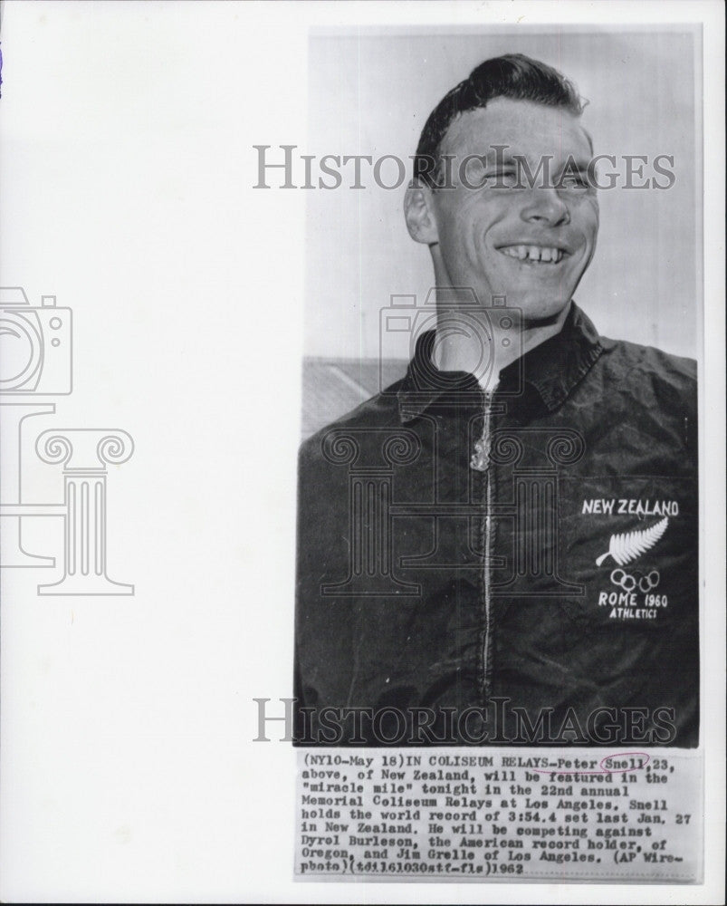 1962 Press Photo Peter Snell, world record  of 3:54.4 - Historic Images