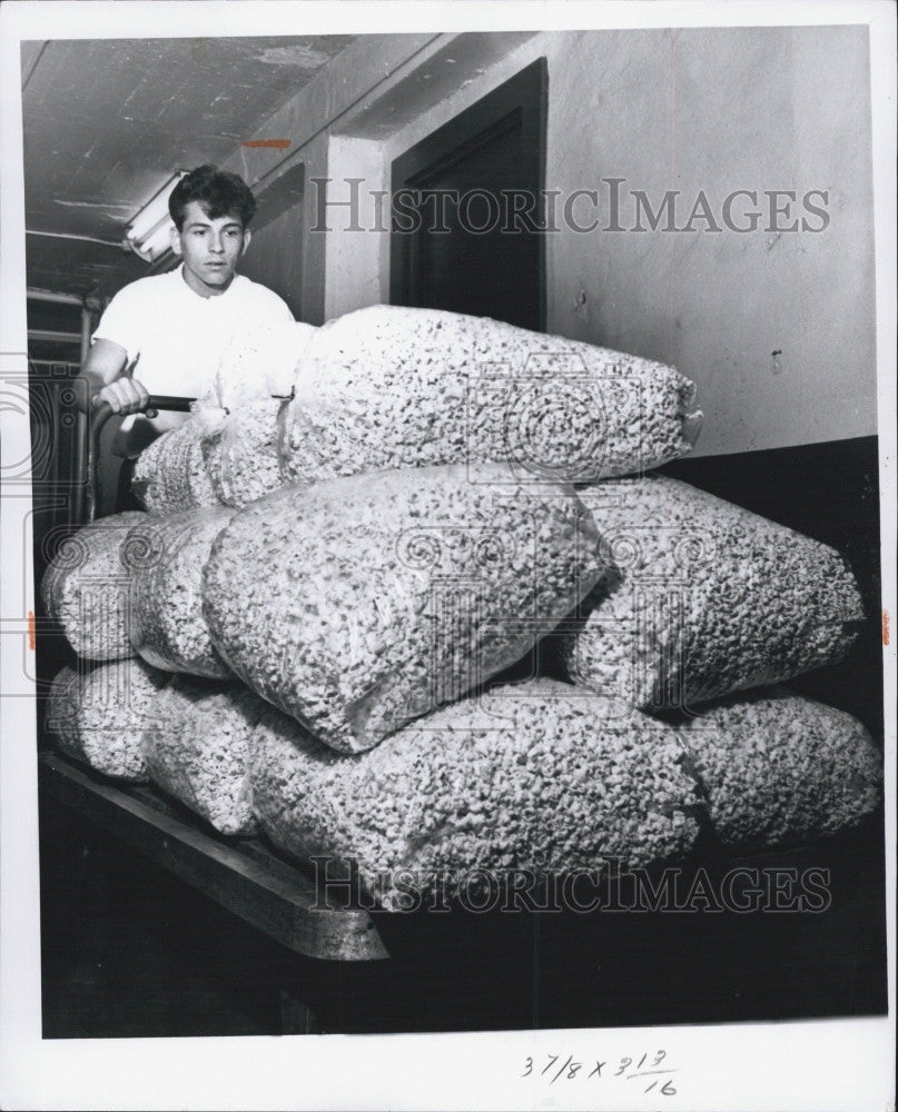 1961 Press Photo Orlando Maducci Delivers Popcorn To Vendors - Historic Images