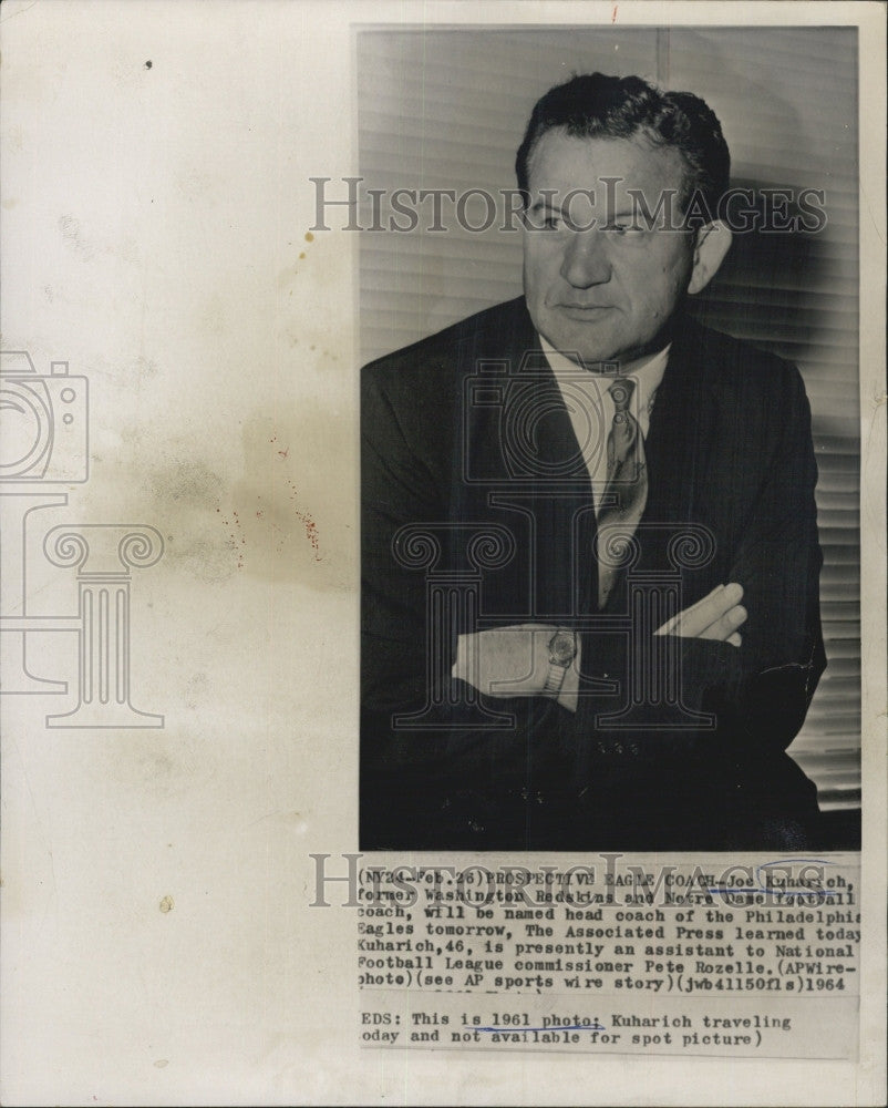 1961 Press Photo Philadelphia Eagles NFL Football Coach Joe Kuharich - Historic Images