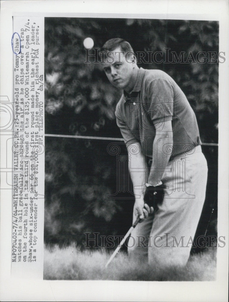 1964 Press Photo Pro Golfer Tommy Shaw @ Whitemarsh Open Tournament - Historic Images