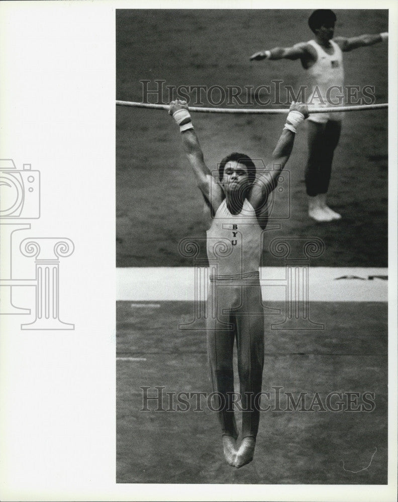 1984 Press Photo Brigham Young University Gymnast Bob Gauthier - Historic Images