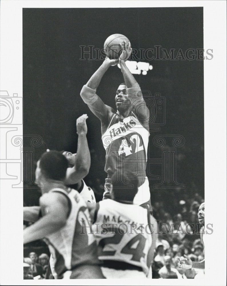 1989 Press Photo Kevin Willis of Atlanta Hawks NBA Basketball - Historic Images