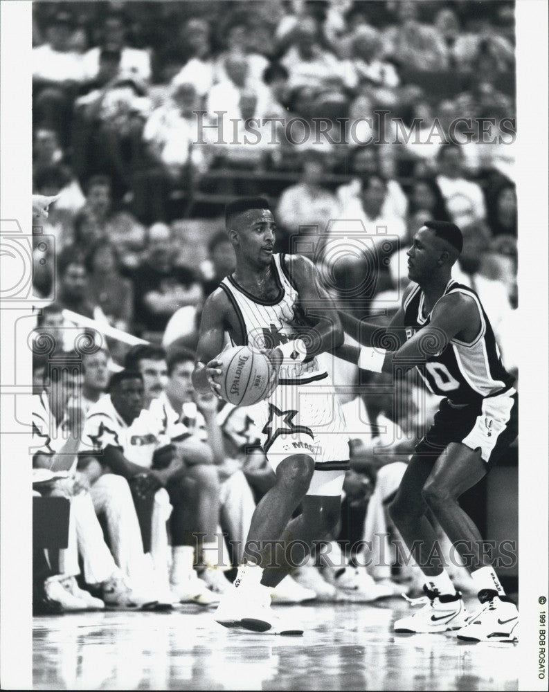 1991 Press Photo Dennis Scott of Orlando Magic NBA Basketball - Historic Images