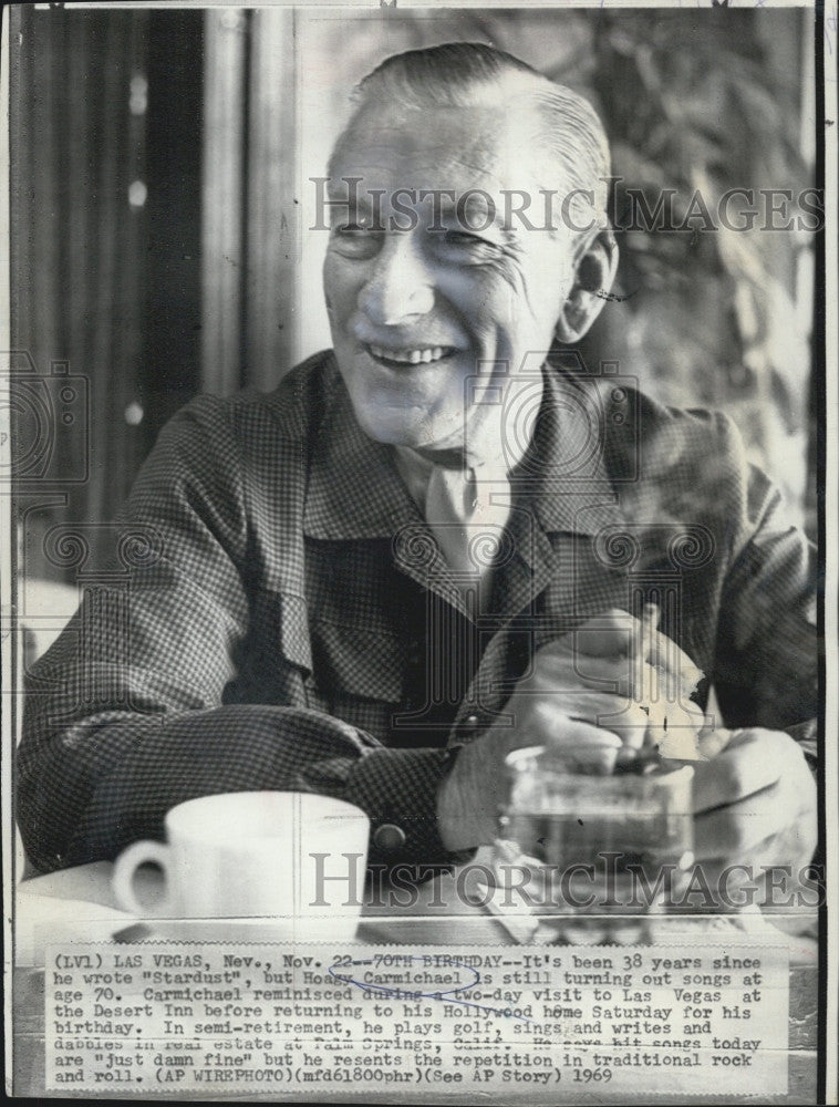 1969 Press Photo Hoagy Carmichael Songwriter 70th Birthday &quot;Stardust&quot; Writer - Historic Images