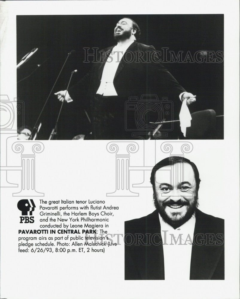 1993 Press Photo Italian Tenor Luciano Pavarotti - Historic Images