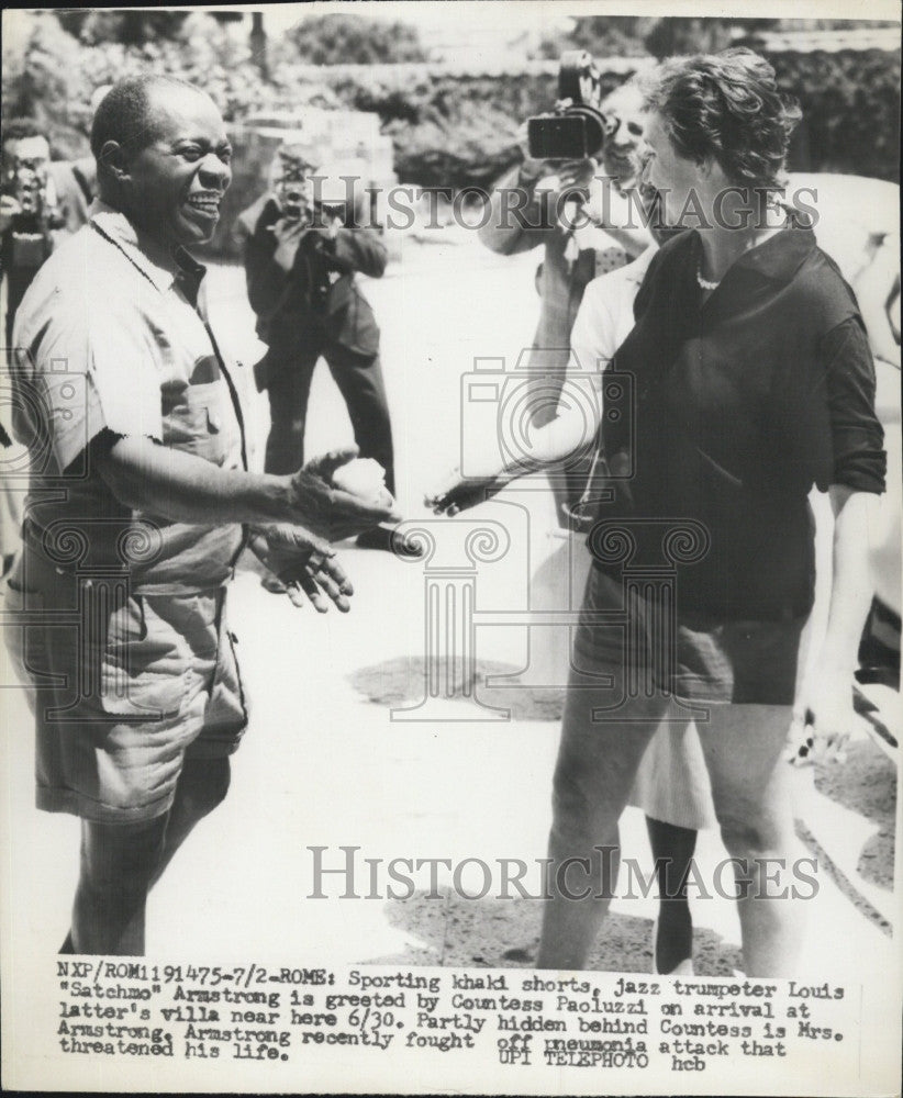 1959 Press Photo Louis Armstrong, Countess Paoluzzi - Historic Images