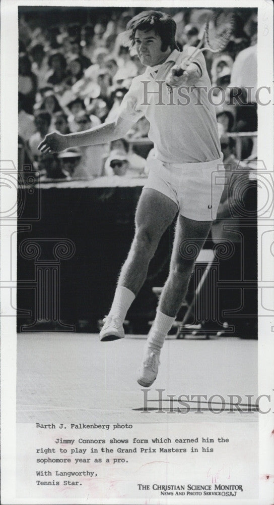 1973 Press Photo Jimmy Connors in action at Grand Prix Masters tennis - Historic Images