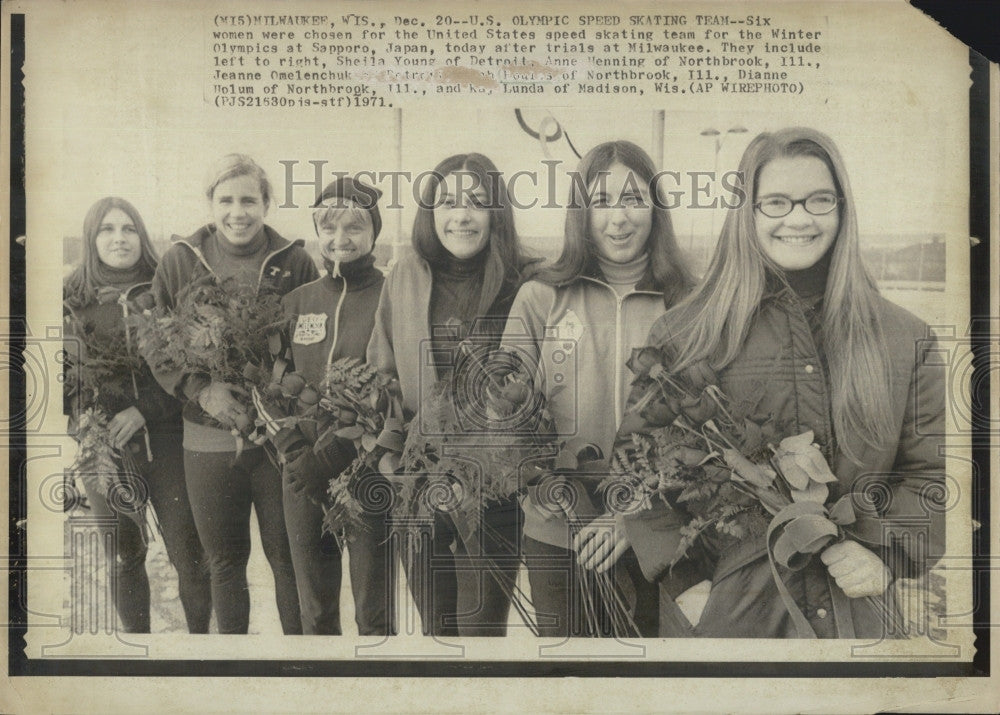 1971 Press Photo Olympic speed skate team, S Young,A Henning,J Omelenchuk - Historic Images