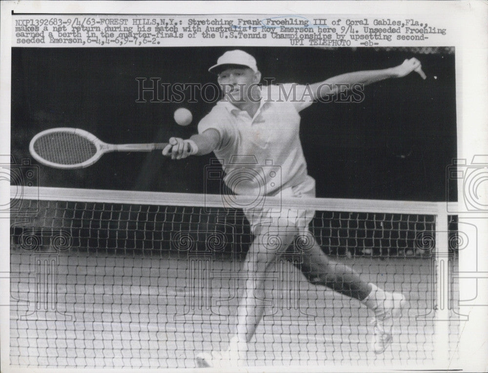 1963 Press Photo Frank Froehling at Forest Hills tennis - Historic Images
