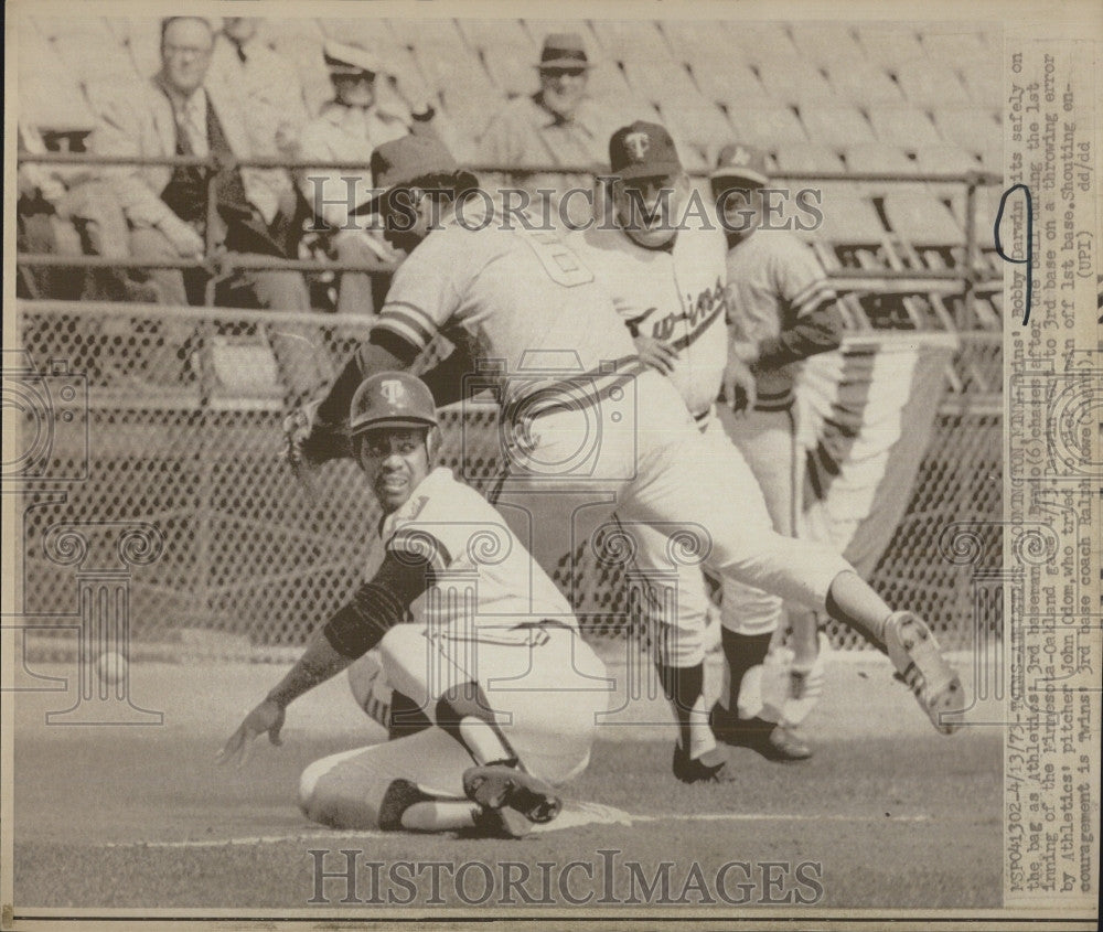 1973 Press Photo Bobby Darwin Philadelphia Athletics John Olson Pitcher - Historic Images