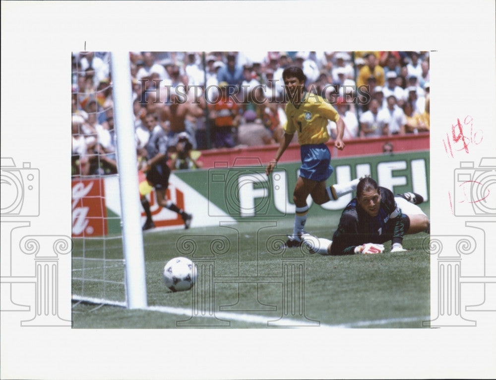 1994 Press Photo Soccer World Cup Goalkeeper Tony Meola Goal in Net - Historic Images