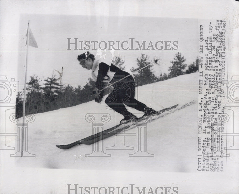 1955 Press Photo Betsy Snite High School Olympic Ski Champion - Historic Images