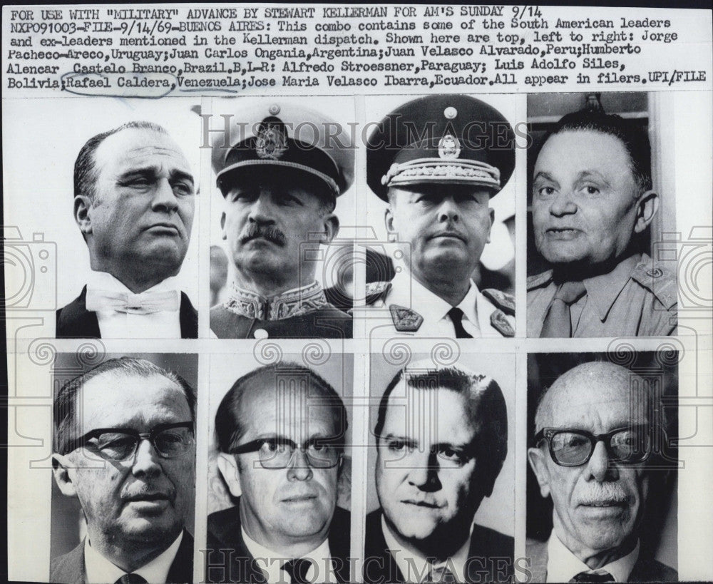 1969 Press Photo South American Leaders Juan Carlos Ongania Juan Velasco Alvarad - Historic Images