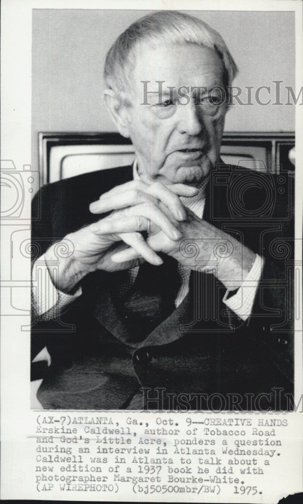 1975 Press Photo Erskine Caldwell Author Tobacco Road - Historic Images