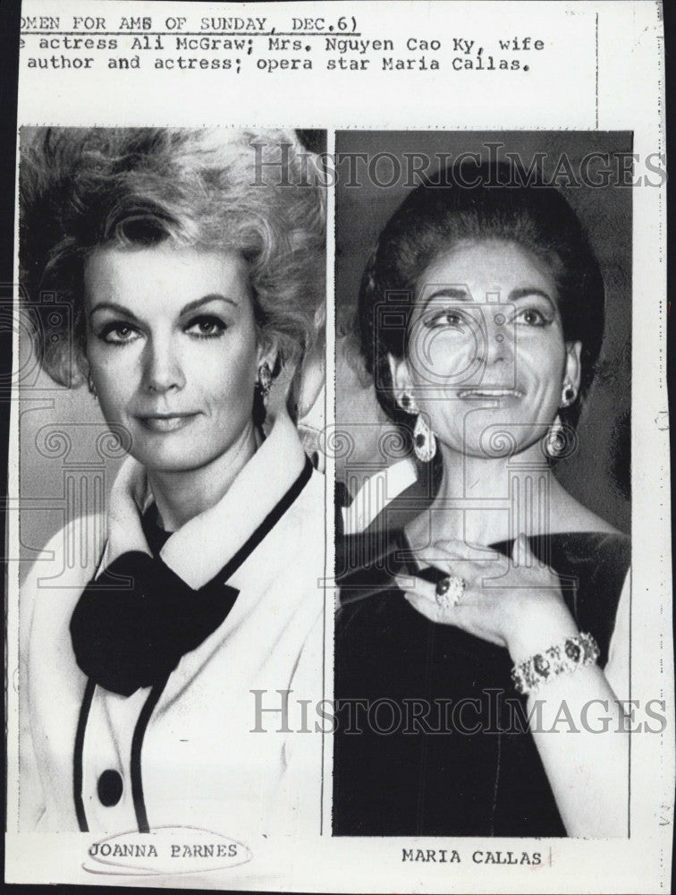 1970 Press Photo Opera star Maria Callas &amp; Joanna Barnes - Historic Images