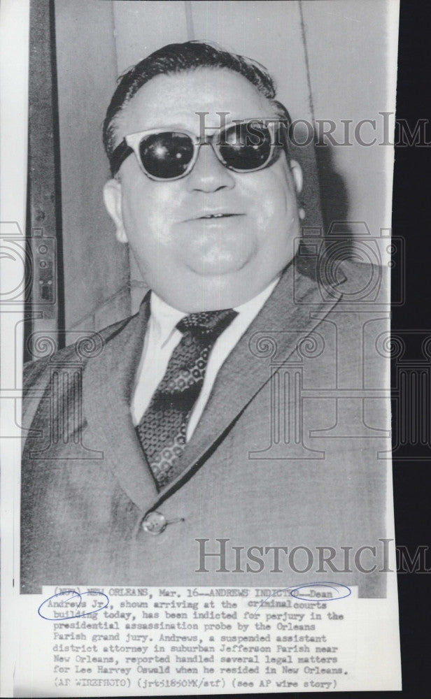 1967 Press Photo Dean Andrews Jr,indicted on perjury - Historic Images