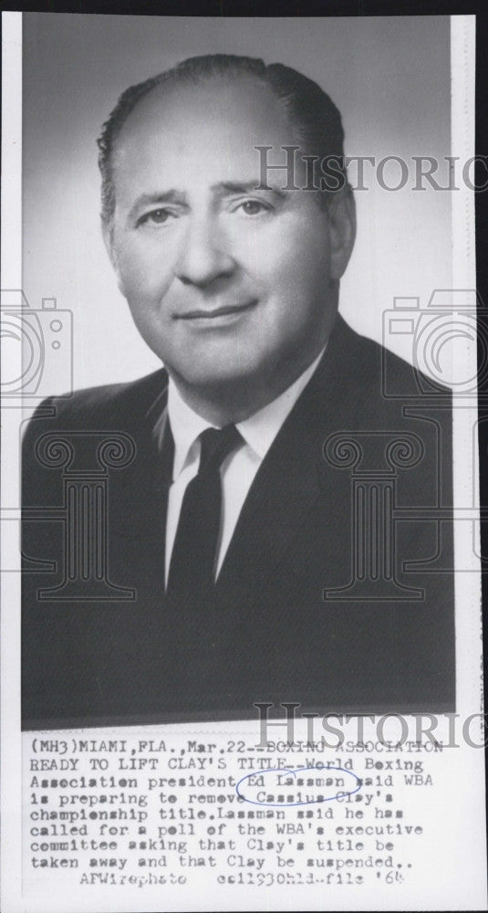 1964 Press Photo Ed Lassman Boxing Association President - Historic Images