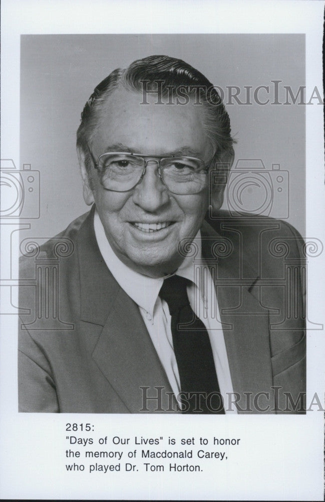 Press Photo Macdonald Carey &#39;Dr T Horton on &quot;Days of Our Lives&quot; - Historic Images