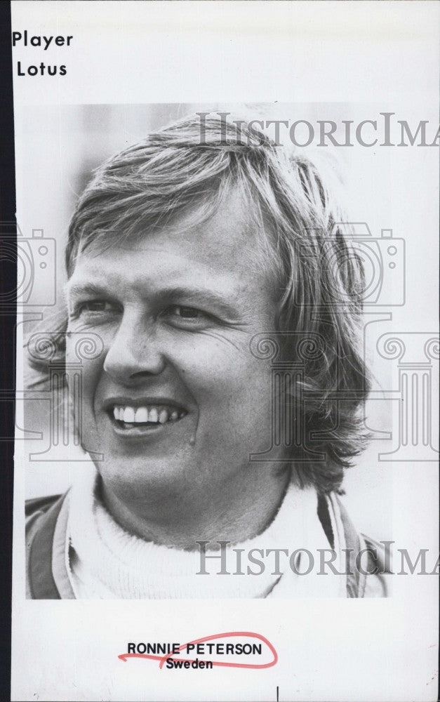 1974 Press Photo Ronnie Peterson, Loyus race driver - Historic Images