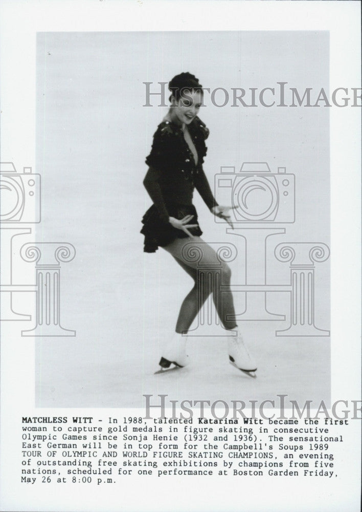 1989 Press Photo East German Figure Skater Katarina Witt Tour of Olympic &amp; World - Historic Images