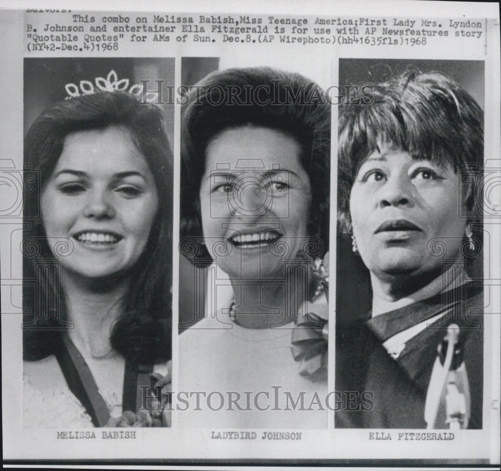 1968 Press Photo Melissa Babish,Miss Teenage America,Mrs  Johnson & E Fitzgerald - Historic Images