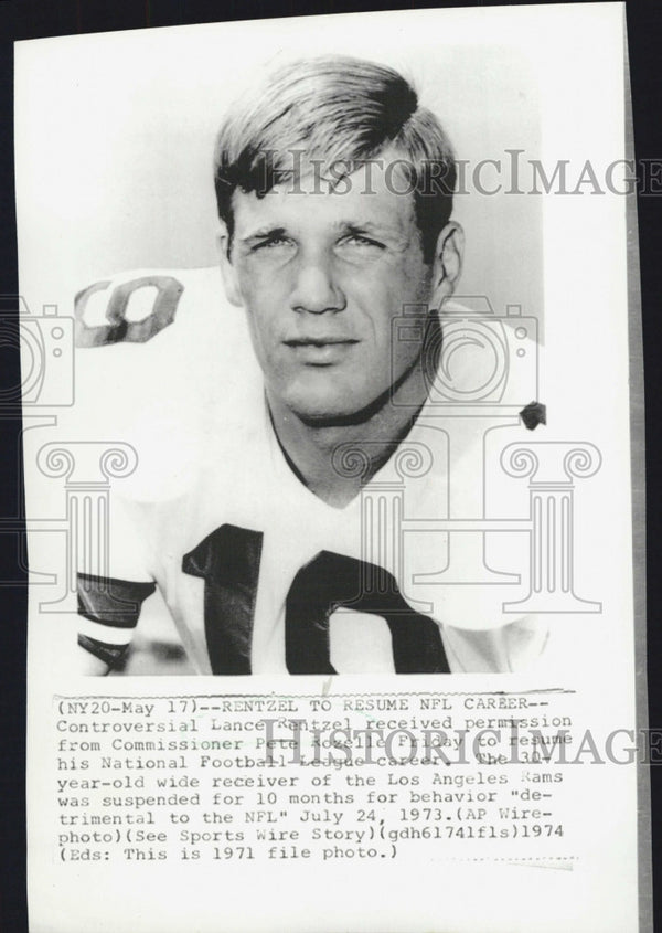 1971 Football Player Lance Rentzel Los Angeles Rams 1974 Vintage Press