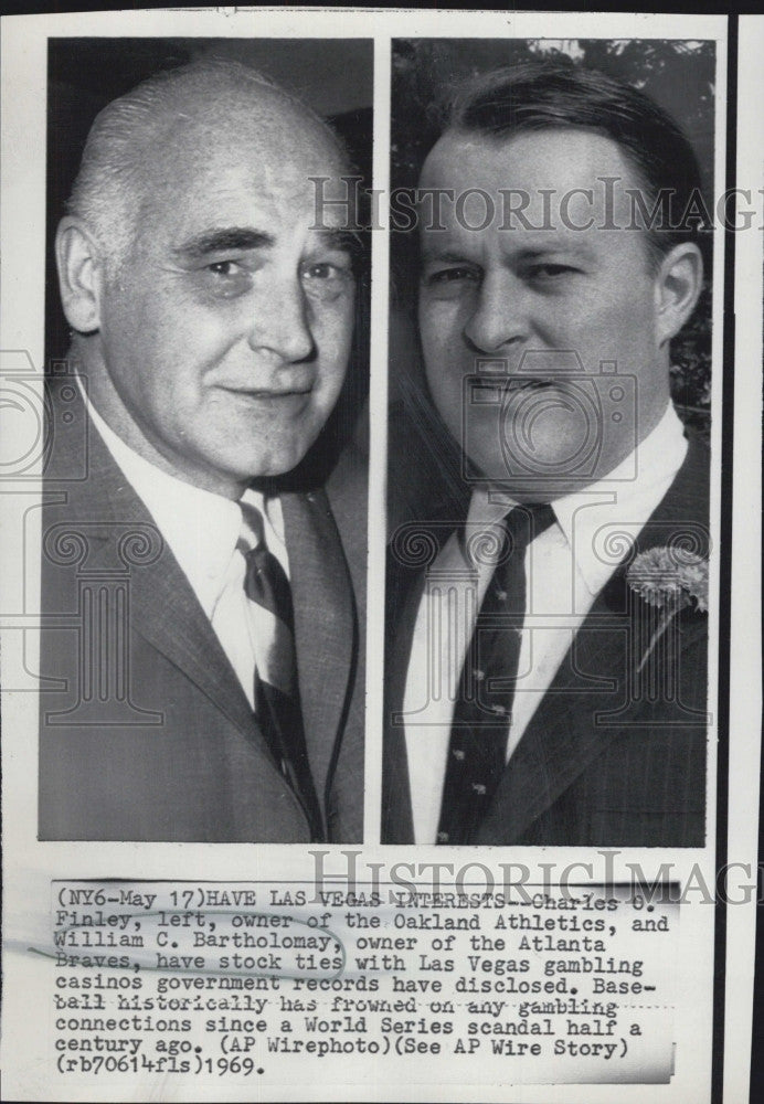 1969 Press Photo Charles C Finley &amp; William C Bartholomay - Historic Images