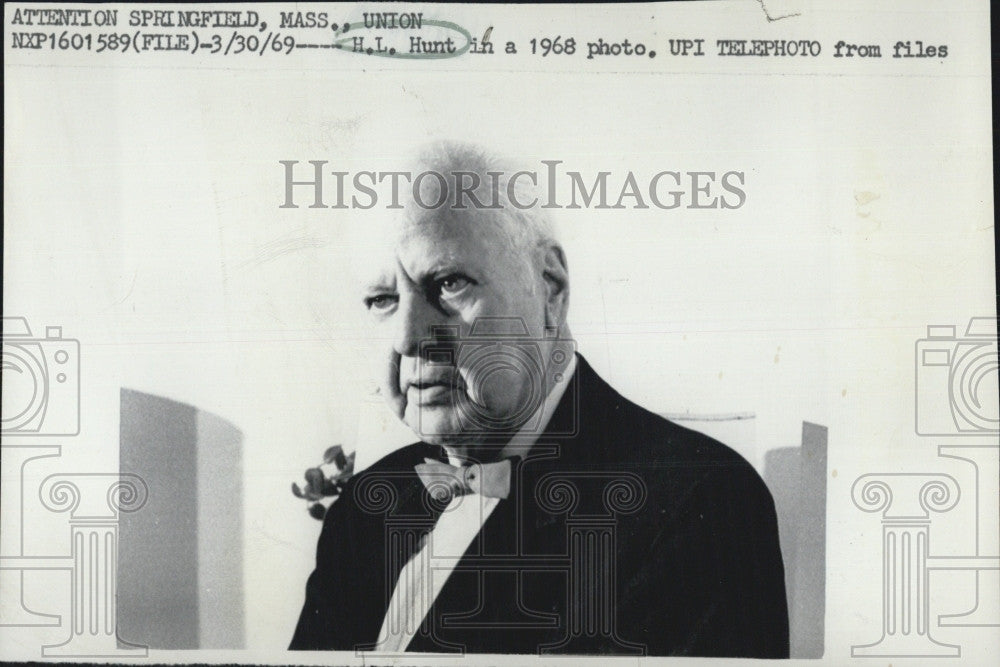 1969 Press Photo HL Hunt, Texas oil millionaire - Historic Images