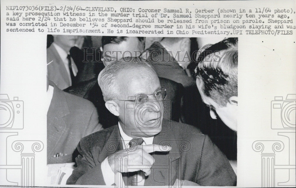 1964 Press Photo Coroner Samuel R erber in Cleveland Ohio - Historic Images