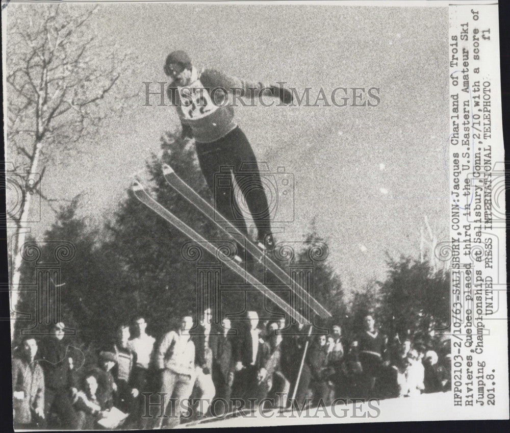 1963 Press Photo Jacques Charland Places 2nd In US Amateur Ski Jumping - Historic Images