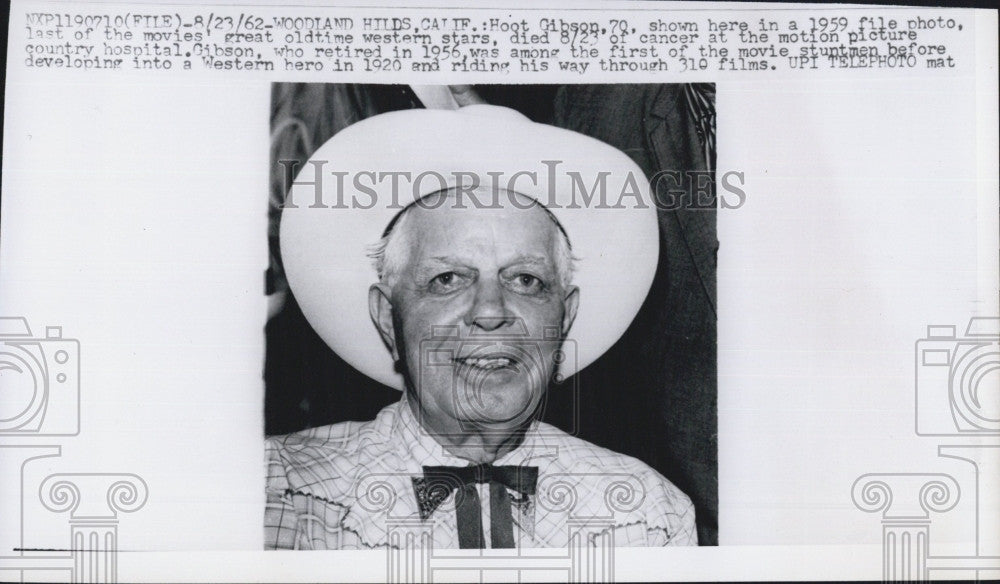 1962 Press Photo Actor Hoot Gibson Dies Of Cancer - Historic Images