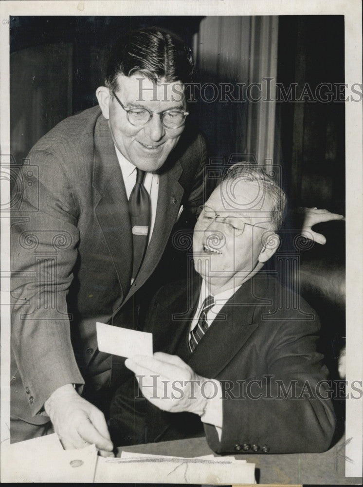 Press Photo Patrick Tompkins, State Welfare Commissioner, Boston Mayor Hynes - Historic Images