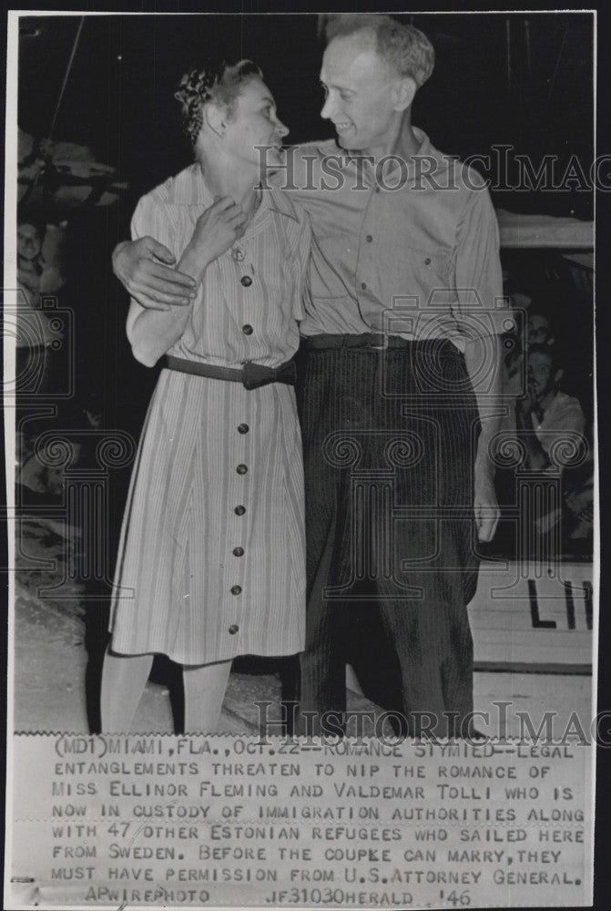 1946 Press Photo Ellinor Fleming &amp; Valdemar Tolli of Estonia - Historic Images