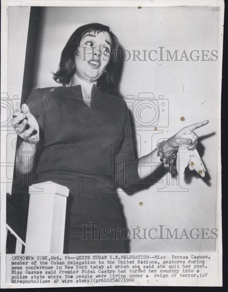 1960 Press Photo Teresa Casuso, Cuban delegate to the UN - Historic Images