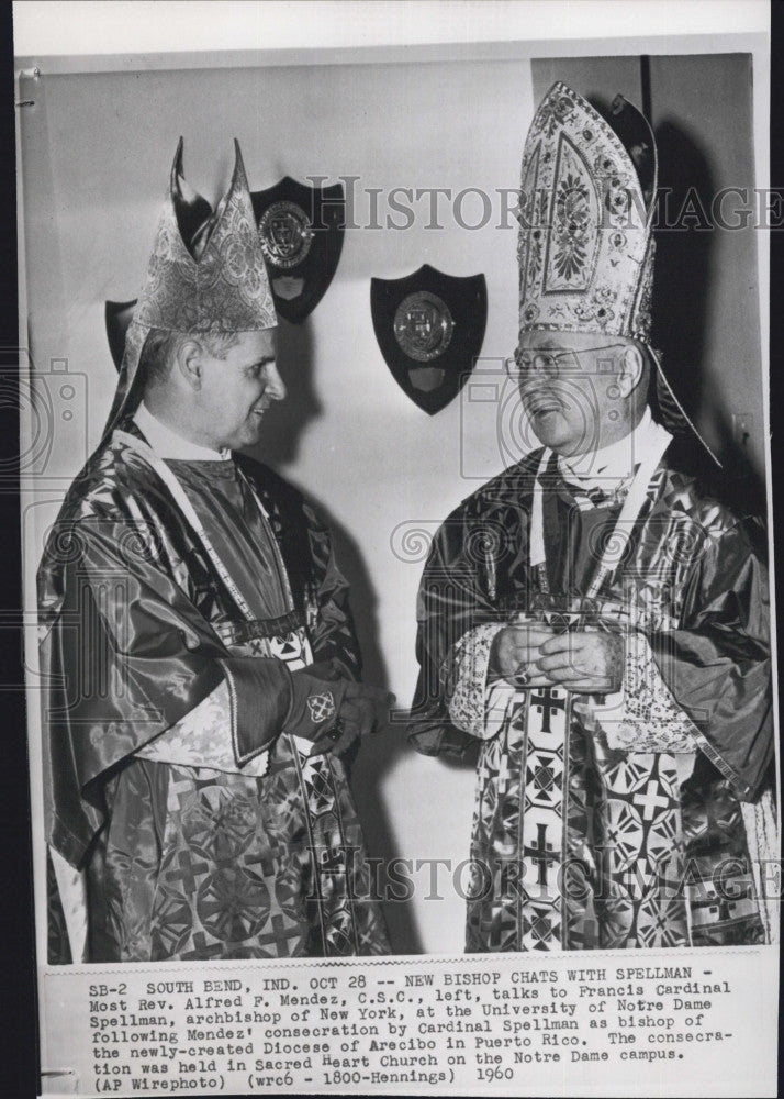 1960 Press Photo Most Rev Alfred F Mendez &amp; Francis Cardinal Spellman - Historic Images