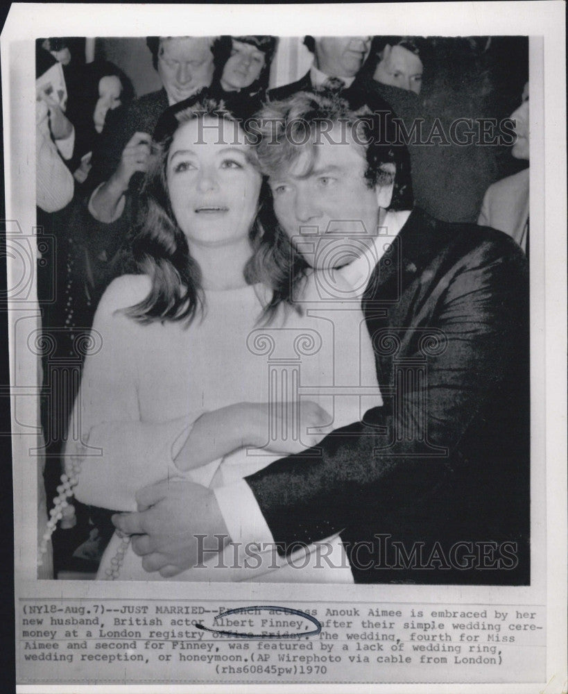 1970 Press Photo Actress Anouk Aimee &amp; husband Albert Finney - Historic Images