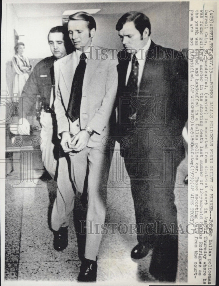 1973 Press Photo Former Dallas TX Policeman Darrell Cain, Guilty of Murder - Historic Images