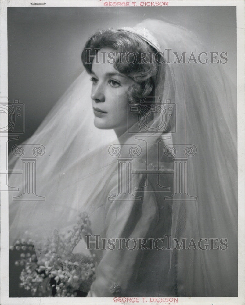 1963 Press Photo Mrs. Richard D Cain Patricia Eileen Watson Bridal Photo - Historic Images