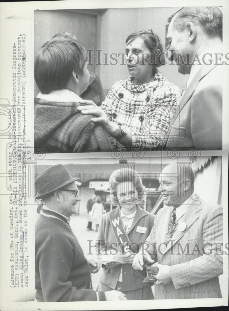 1972 Press Photo Dem Congresswoman Ellas Grasso &amp; Rep. Jack Walsh - Historic Images