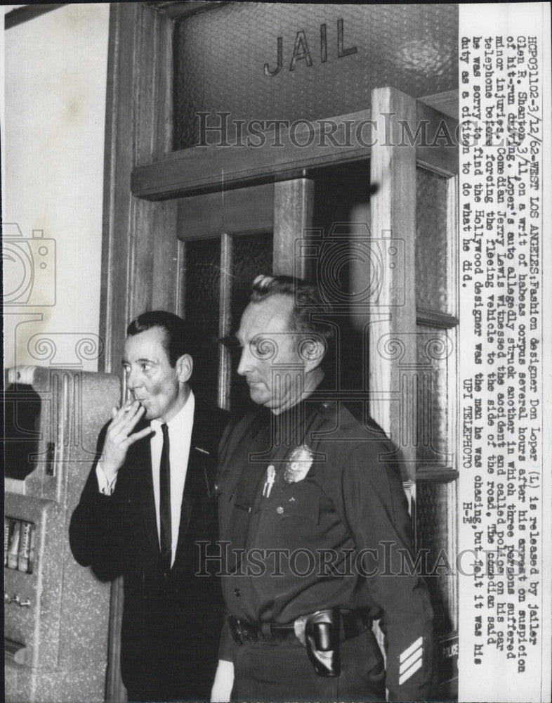 1962 Press Photo Hollywood Fashion Designer Don Loper Arrested Hit And Run - Historic Images