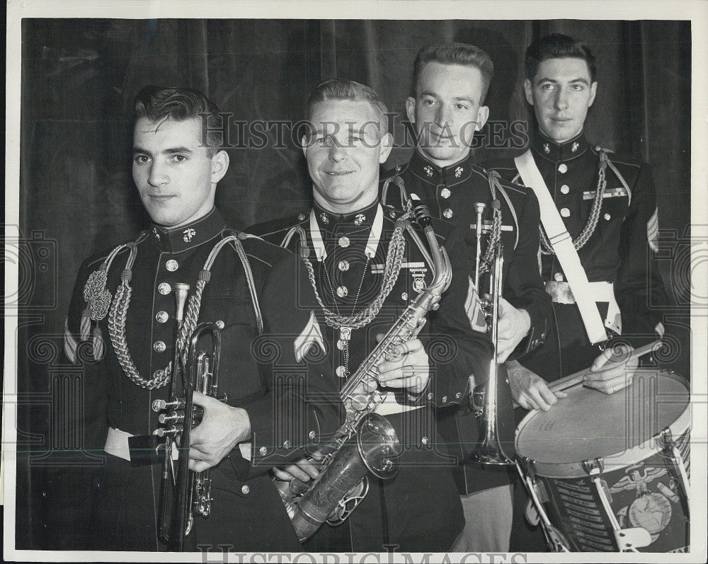 1957 Press Photo Marine Corps Band Gordon Smith Daniel Long Leo Weagle - Historic Images