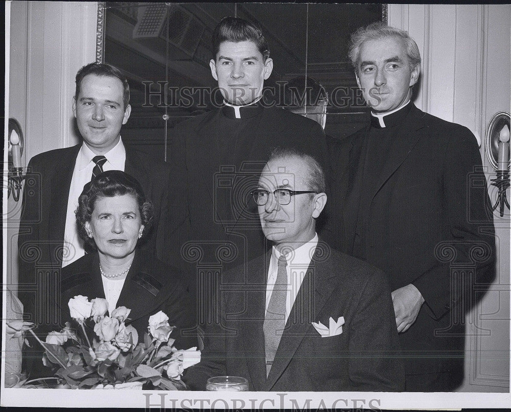 1956 Press Photo Boston U Dr &amp; Mrs HC Case,W Lally,Father G Kerr, N O&#39;Connor - Historic Images