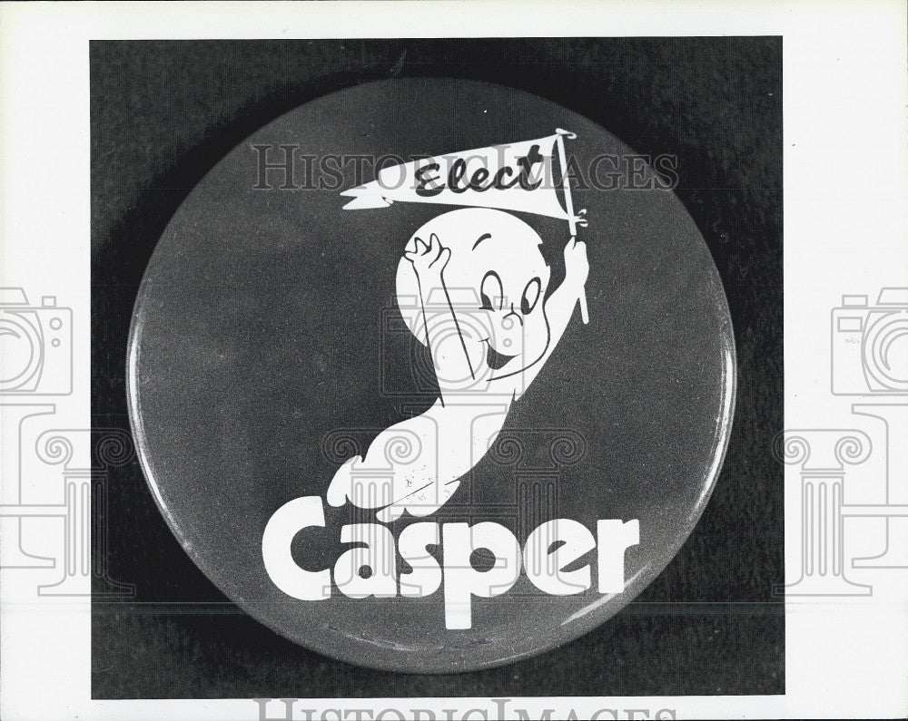 1991 Press Photo Casper campaign button in Boston - Historic Images