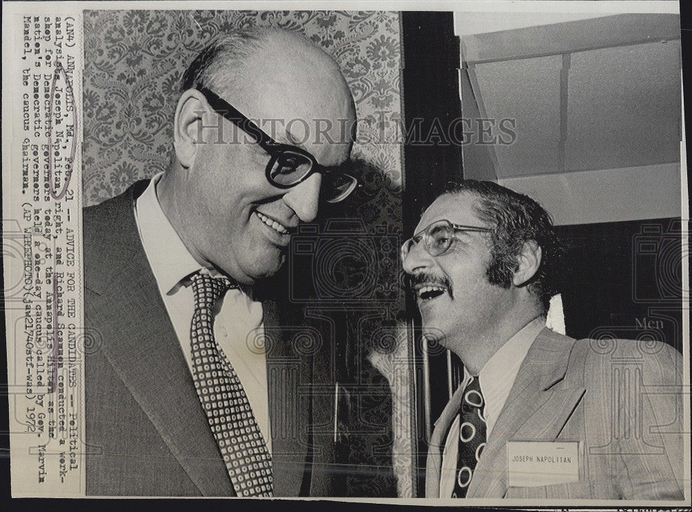 1972 Press Photo Pol analyst Joseph Napolitan &amp; Richard Scammen - Historic Images