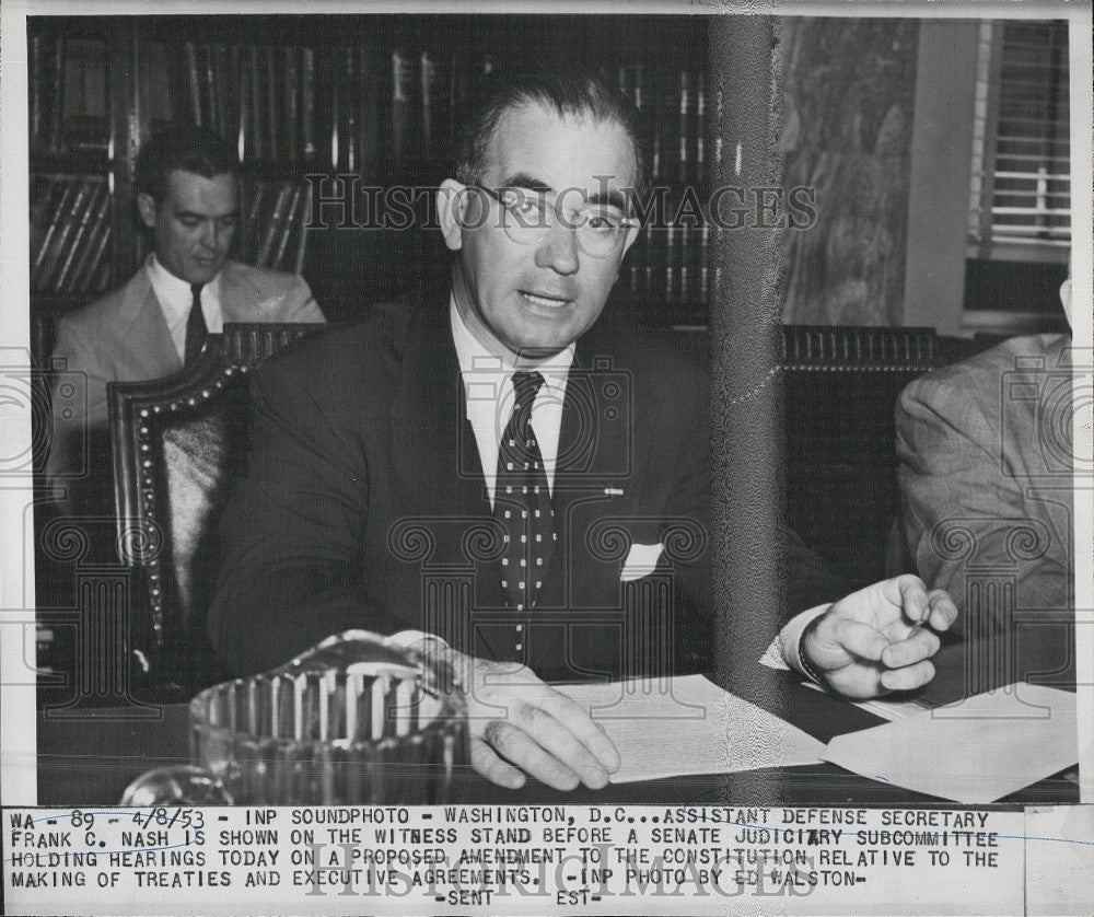 1953 Press Photo Assistant Defense Secretary Frank Nash Politician - Historic Images