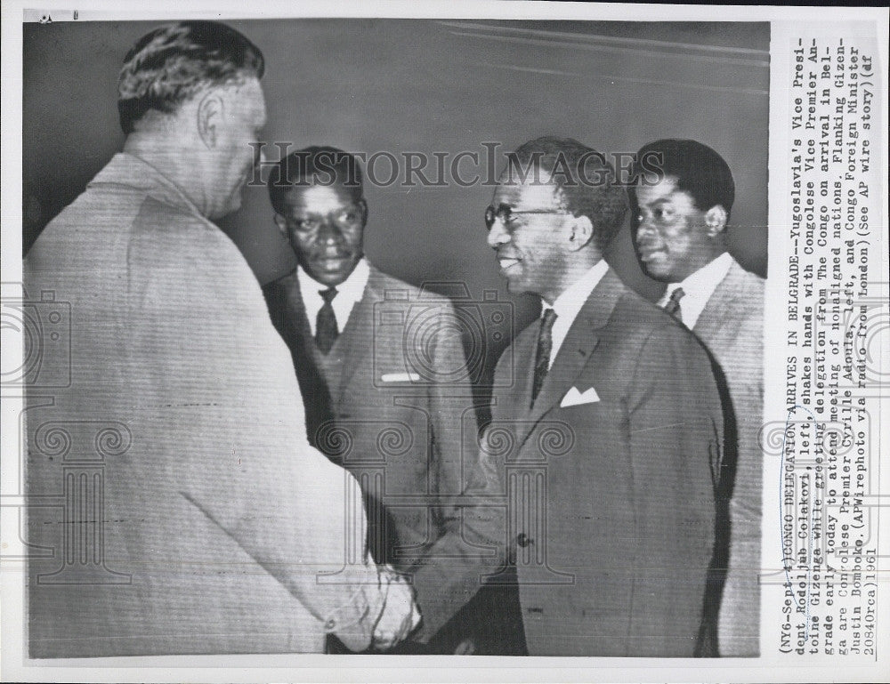 1961 Press Photo Congo delegates &amp; Yugoslav Pres R Colakovi - Historic Images