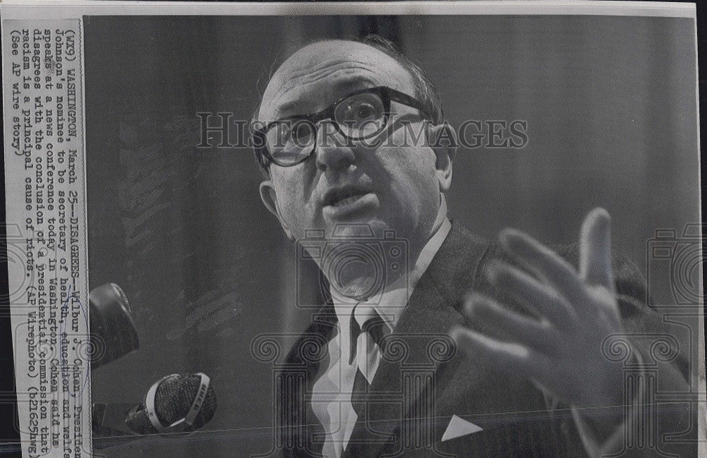 1968 Press Photo Wilbur J. Cohen, President Johnson&#39;s nominee Health Secretary - Historic Images