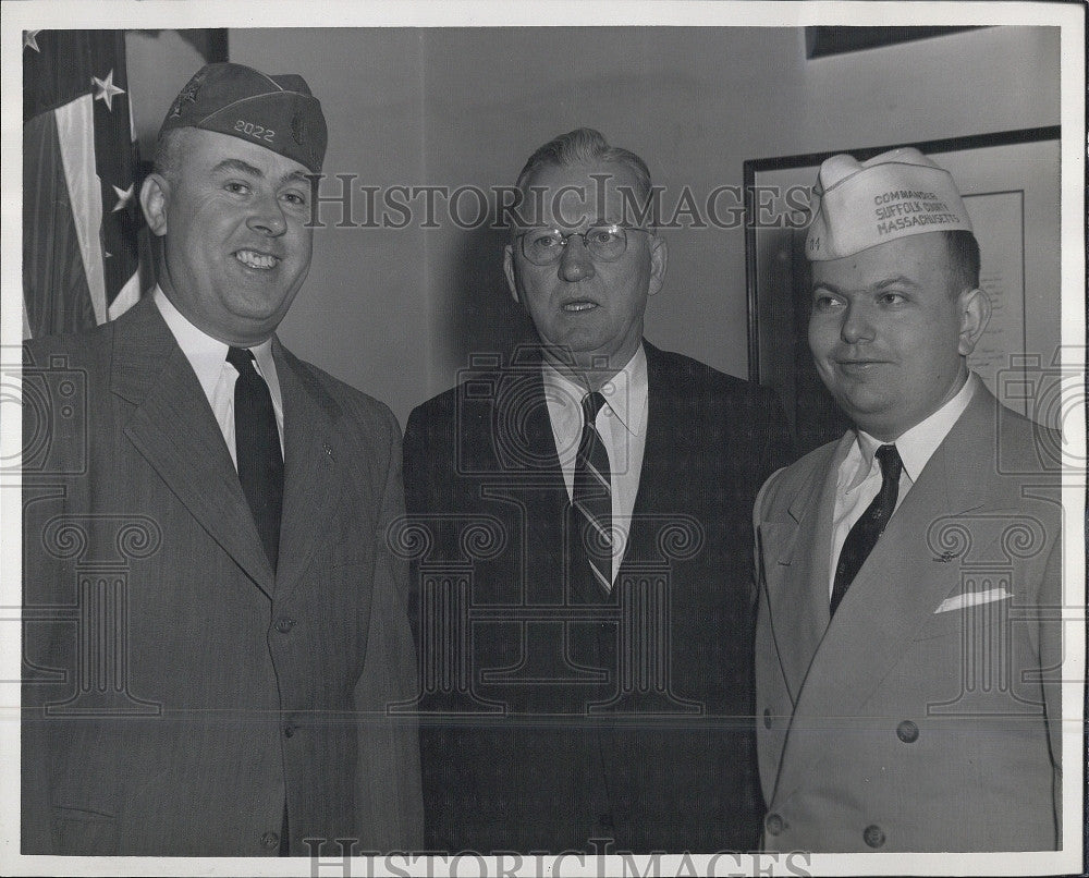 1956 Press Photo Mayor John B. Hynes, Frank Cohen, Frank Muldoon - Historic Images