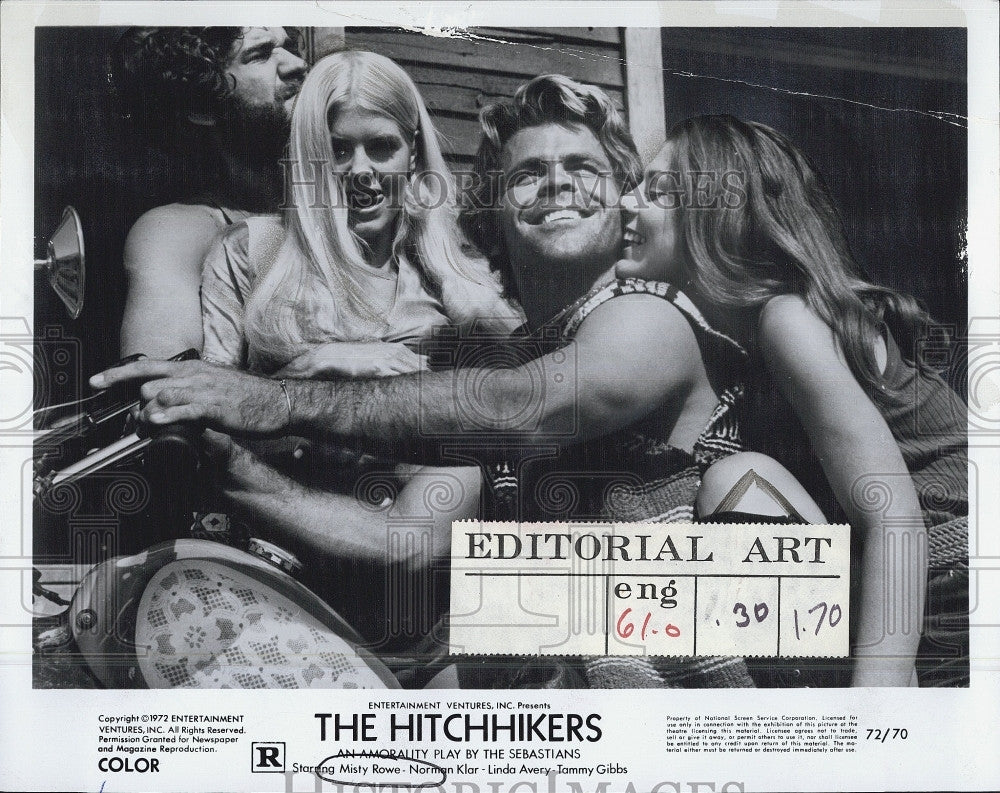 1972 Press Photo N Klar,M Rowe,B McKenzie &amp; T Gibbs &quot;The Hitchhikers&quot; - Historic Images