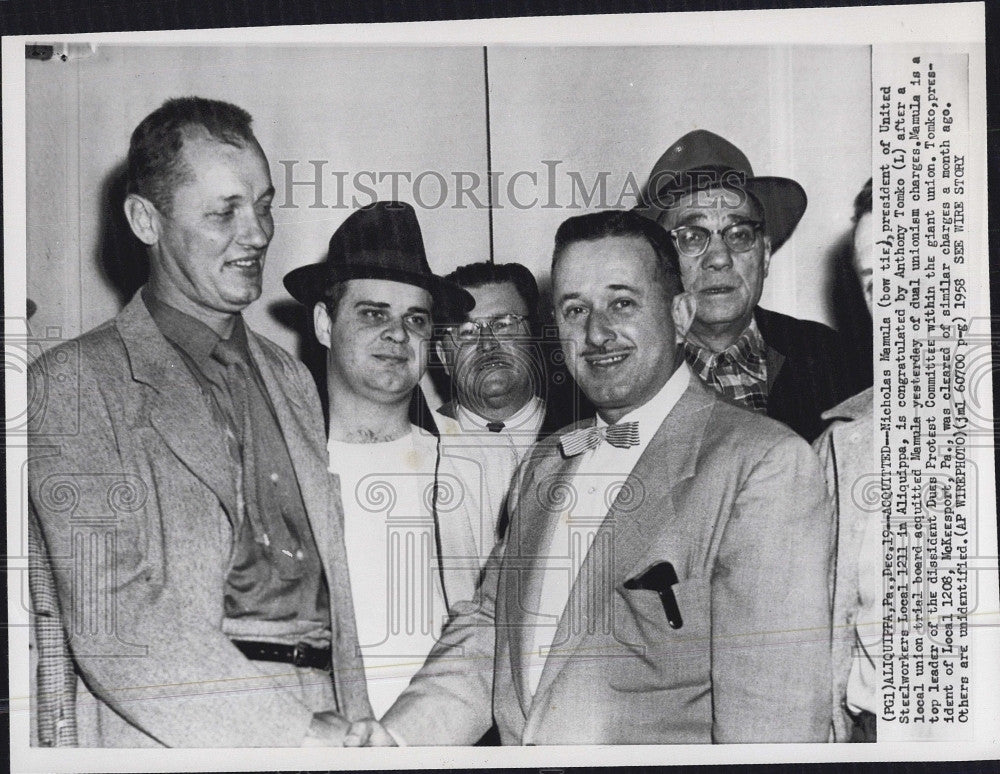 1958 Press Photo Nicholas Mamula,Steelworkers Local 1211 &amp; Anthony Tomko - Historic Images